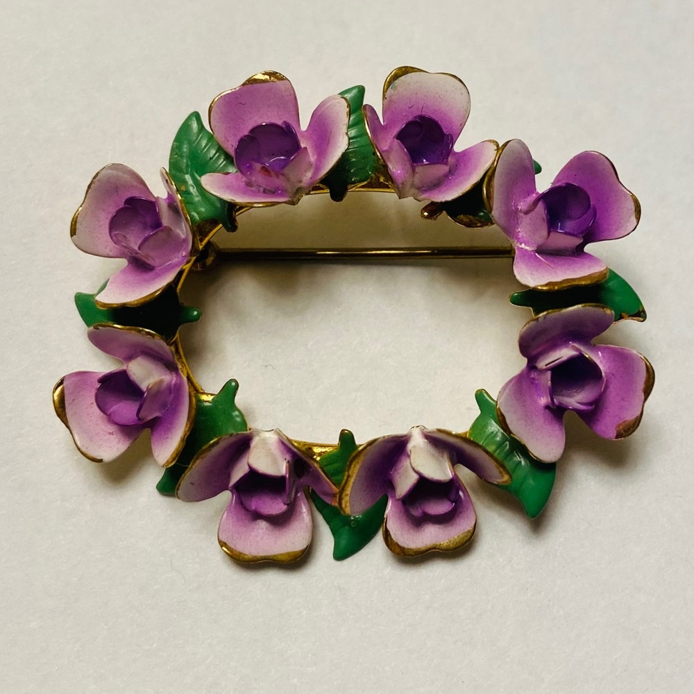 Painted Flower Pin Vintage